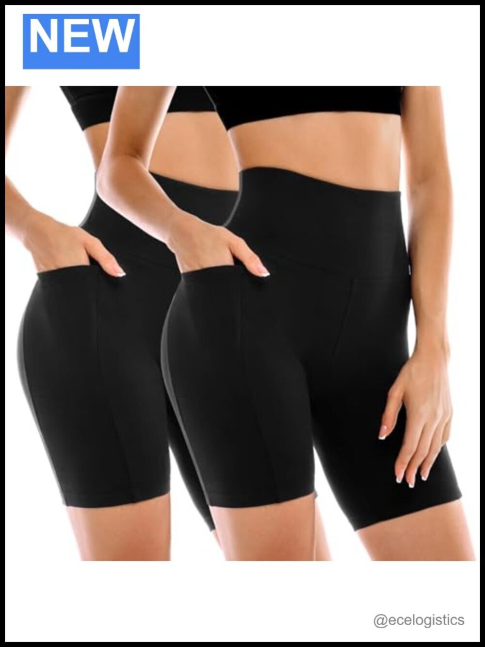 2 Pack High Waisted Tummy Control Yoga Shorts with Pockets